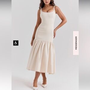 House of CB- Amore Vintage Cream Dropped Waist Midi Dress